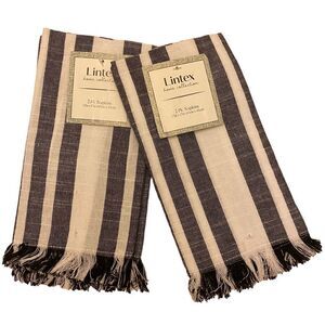 Lintex Home Collection Black and White Striped Cotton Cloth Napkins 2 sets of 2